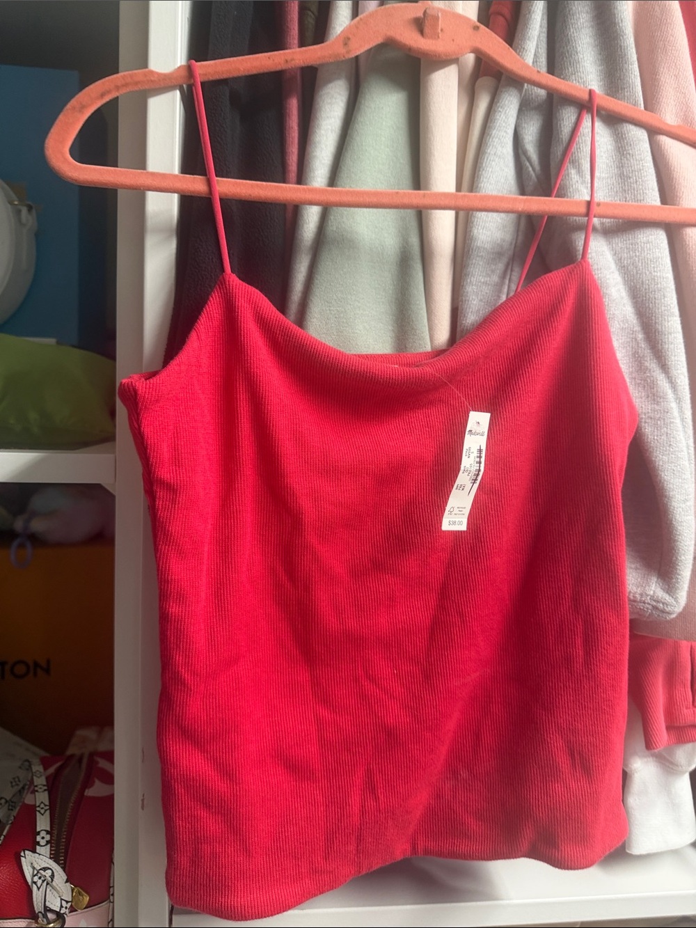 Madewell Red Ribbed Spaghetti Strap Camisole